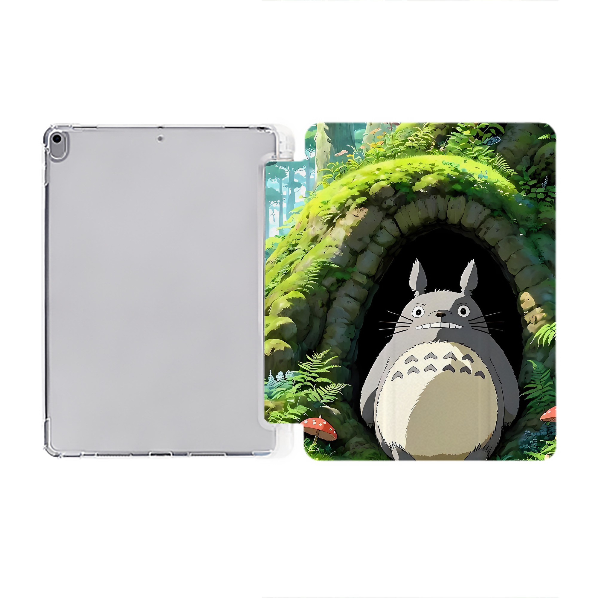 （画像用） となりのトトロ 草壁メイ 草壁サツキ My Neighbor Totoro Satsuki Kusakabe Mei Kusakabe IPad ケース ペン収納付き 三つ折りスタンド PUレザー×シリコン 対応機種9.5/10.5/10.9インチ